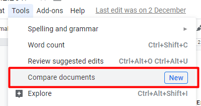 Kako primerjati dva dokumenta v Google Docs